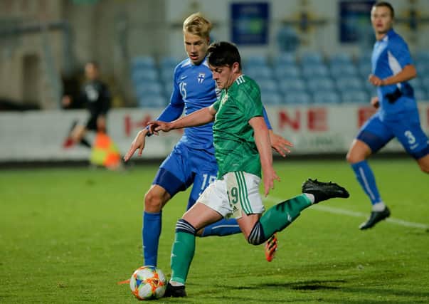 Portadown's Lee Bonis on international duty for Northern Ireland under 21s. Pic by PressEye Ltd.