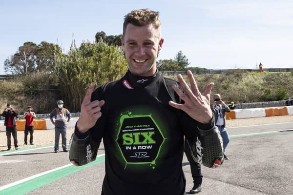 Jonathan Rea won the World Superbike Championship for a record sixth time at Estoril in Portugal.