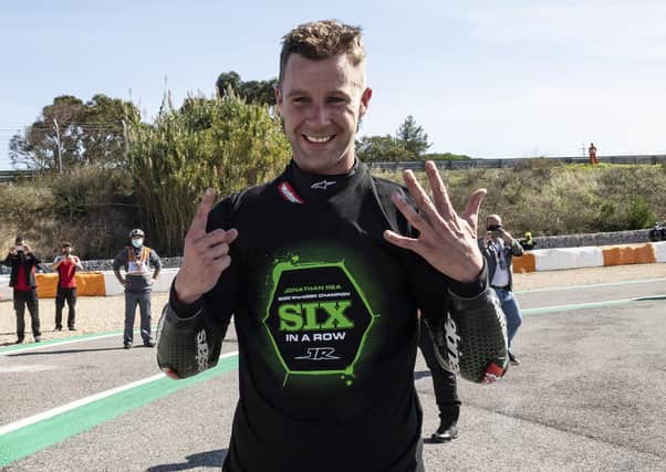 Jonathan Rea won the World Superbike Championship for a record sixth time at Estoril in Portugal.