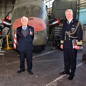 Sqdn Ldr and Fred Jennings with Netherlands Defence Attache Captain Gerrit Nijenhuis of the Royal Netherlands Navy Defence Attache to the UK