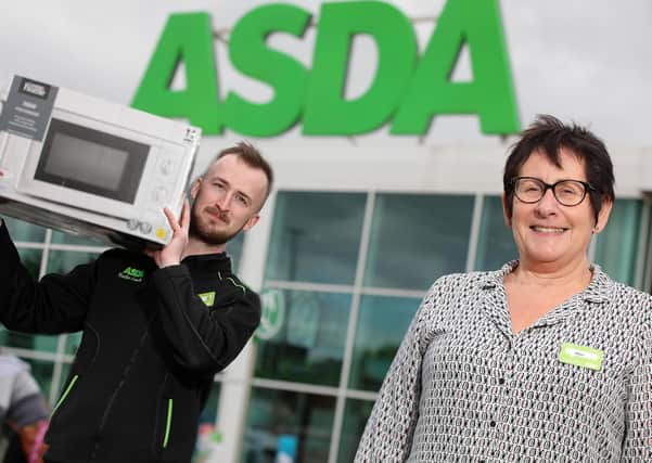 Section leader Peter McKeown and Asda Ballyclare General Store Manager, Mary McGill.