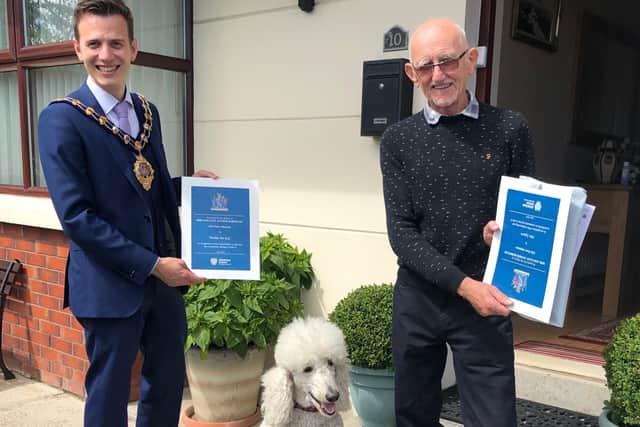 Abe Agnew's litter picking during Covid has been officially recognised by the Mayor of Mid and East Antrim, Councillor Peter Johnston.