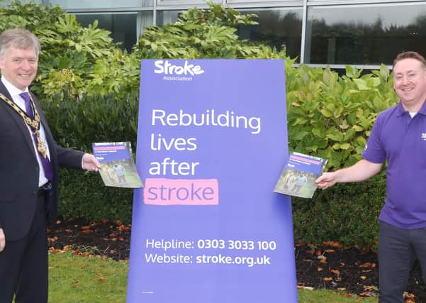 Mayor of Causeway Coast and Glens Borough Council, Alderman Mark Fielding, meeting with Mark Dyer from the Stroke Association in Northern Ireland