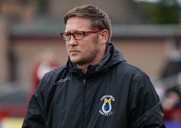 Dungannon Swifts manager Kris Lindsay. Pic by Pacemaker.