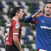 Linfield's Andy Waterworth following victory over Crusaders. Pic by Pacemaker.