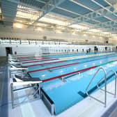 South Lakes Leisure Centre 50 metre swimming pool and viewing area.