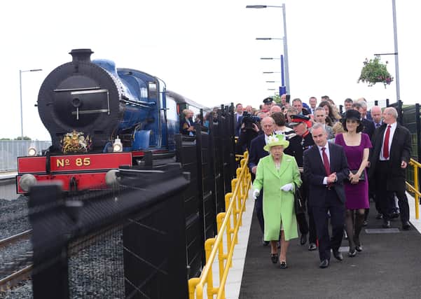 The Queen and Duke of Edinburgh pictured at Coleraine rail station during a visit to the north coast on in June 2016. Picture: Arthur Allison/Pacemaker