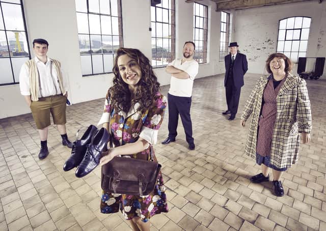 Cast members Colm McCready, Debra Hill, Eoghan Lamb, Christina Nelson and Damian Smyth Head of Literature, Arts Council of Northern Ireland