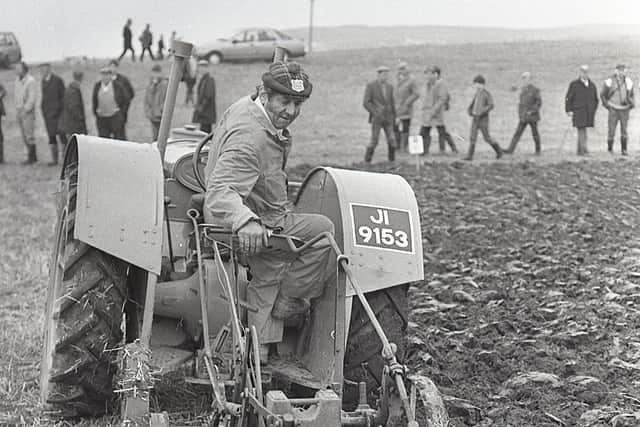 Arty Campbell competing in the vintage class at the ploughing championships at Bushmills, Co Antrim, in November 1987. Picture: Randall Mulligan/Farming Life archives
