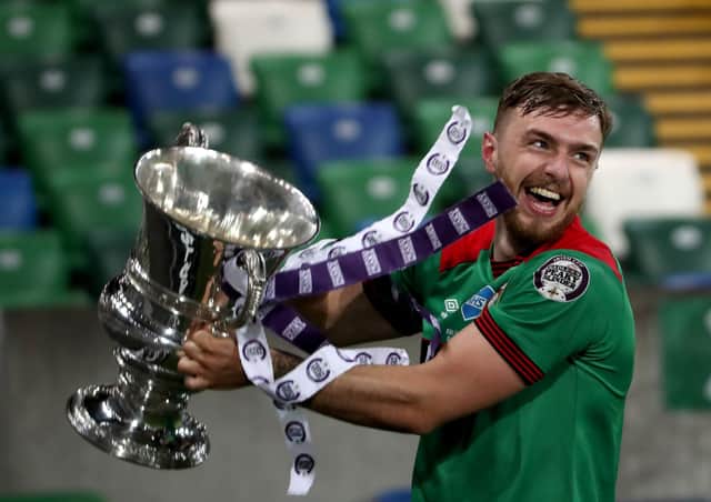 Glentoran celebrate last season's Irish Cup triumph. Pic by PressEye Ltd.