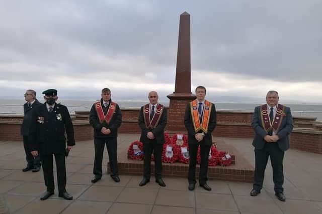 Members of Cloughfern District LOL 24 staged an Act of Rememberance at Whiteabbey War Memorial.