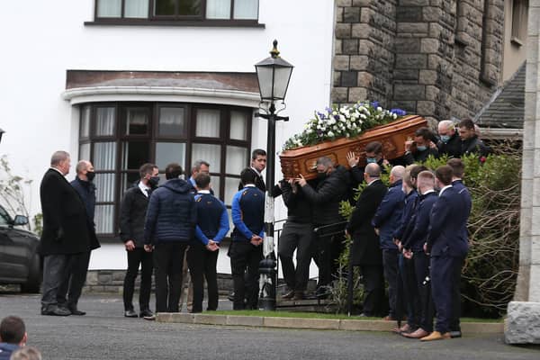 The funeral of Tony Doherty takes place at St Patrick's, Banbridge. He was the third member of his family to die from the virus within the space of two weeks.
 His mother Angela Doherty and father Owen Doherty, who lived in Belfast, passed away within three days of each other.

Photo by Matt Mackey / Press Eye.