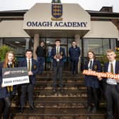 Representing Omagh Academy in the 2020-2021 ABP Angus Youth Challenge Final are Jill Liggett, Joshua Keys, Alister Crawford,  Tori Robson and James Fleming. They are pictured with William Delany, Northern Irish Angus Producer Group and Liam McCarthy of ABP