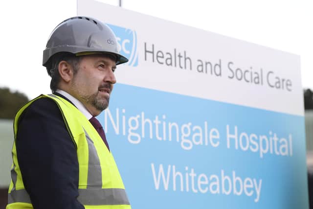Health Minister Robin Swann visiting Whiteabbey Nightingale in November. Picture: Michael Cooper