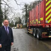 William Irwin, DUP MLA at the scene of a fatal fire near Richhill, Co Armagh.