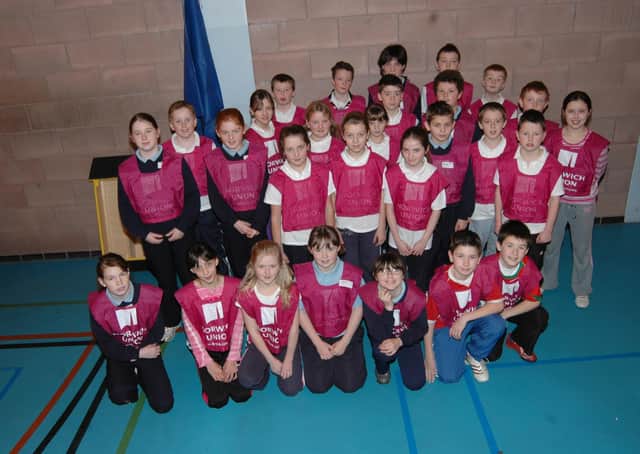 The combined team of Glynn, Ulpper Ballyboley and Toreagh Primary Schools pictured at the PSNI Sportshall Athletics. LT49-362-PR