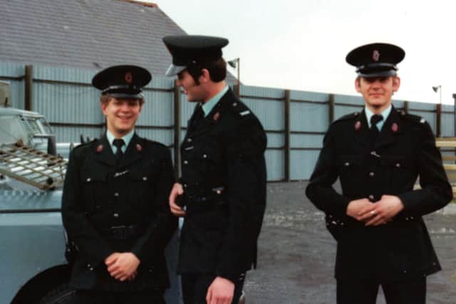 Ian Milne as a young policeman, far left.