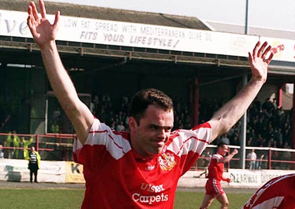 Garry Haylock won the Irish League title with Portadown. Pic by Pacemaker.