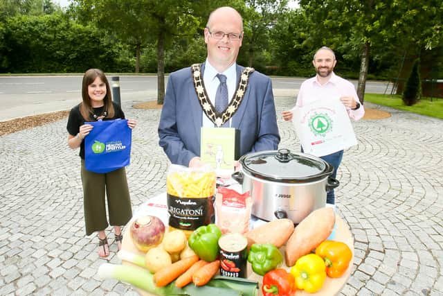 Mayor Councillor Jim Montgomery at the launch of the slow cooker scheme.