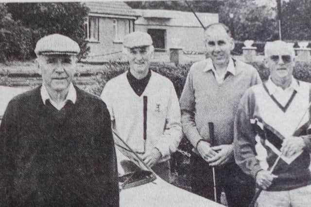 Michael McCrory (second left), Captain of Ballymena Golf Club, with competitors in the Austin Rover Tournament.
1989