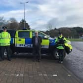 District Commander Superintendent Ian Magee with PCSP Chair Councillor Oliver McMullan and officers from Limavady Neighbourhood Policing Team