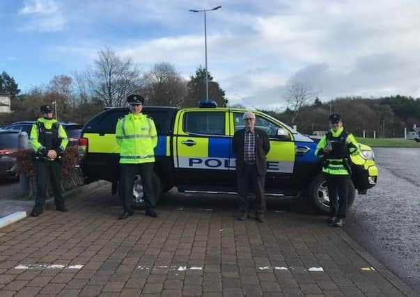 District Commander Superintendent Ian Magee with PCSP Chair Councillor Oliver McMullan and officers from Limavady Neighbourhood Policing Team