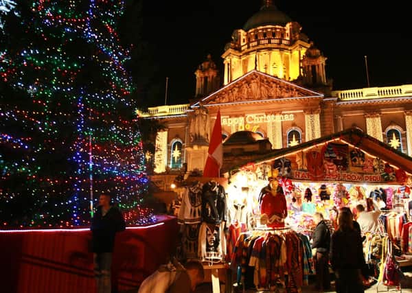 The modern era Christmas Market at Belfast City Hall. Picture: Gavan Caldwell/News Letter archives