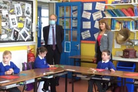 Education Minister Peter Weir toured Carnalbanagh Primary in September.