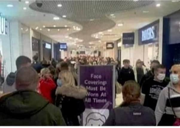 One of the photos being circulated online, showing crowds at Abbeycentre