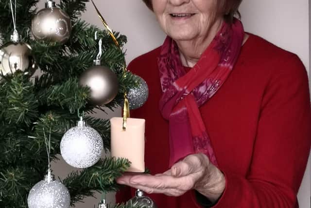 Retired teacher Jill Bradley attached a piece of soap to the tree in her Glengormley home.
