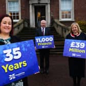 The Lurgan-based Links Counselling Service has received three grants totalling £16,520 since 2017 from the Halifax Foundation for Northern Ireland to help support clients experiencing difficult life circumstances or ill mental health. Pictured  (left to right): Executive Director Brenda McMullan, Lloyds Bank Ambassador Jim McCooe and Foundation Chair Imelda McMillan