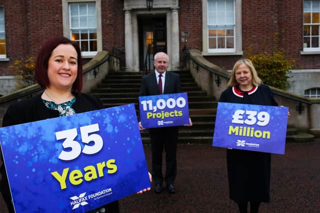 The Lurgan-based Links Counselling Service has received three grants totalling £16,520 since 2017 from the Halifax Foundation for Northern Ireland to help support clients experiencing difficult life circumstances or ill mental health. Pictured  (left to right): Executive Director Brenda McMullan, Lloyds Bank Ambassador Jim McCooe and Foundation Chair Imelda McMillan