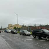 PSNI picture of the traffic build up on Sweep Road, Cookstown.