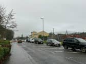 PSNI picture of the traffic build up on Sweep Road, Cookstown.