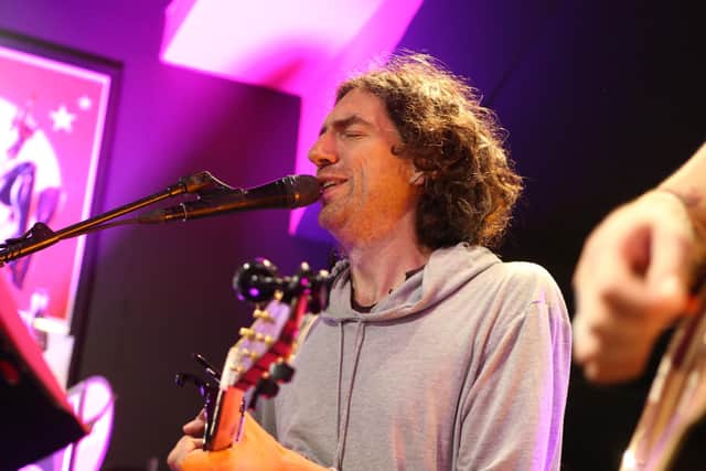 Pacemaker Press  31/5/2018 
Lead Singer Gary Lightbody,  as Snow Patrol  perform during  a free gig at the HMV store in Belfast.
The news comes as the band head for their first UK number one album in 12 years with Wildness.
They will also be returning to Belfast later this year for a show at the SSE Arena. They will perform in the city on December 7, as well as at the 3Arena in Dublin on December 11.
Pic Pacemaker