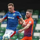 Matthew Shevlin - (left) on duty for Linfield  - has joined Coleraine. Pic by Pacemaker.