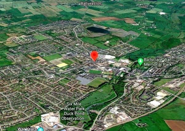 Image of Ballyclare c/o Google Maps (shown from south looking north)