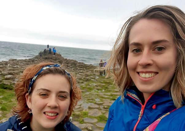 Shannon Rocks (right) and sister Chloe Rocks at Giant's Causeway