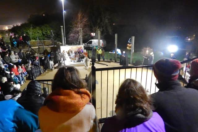 Members of the public watching the 2019 nativity at Ballycarry.