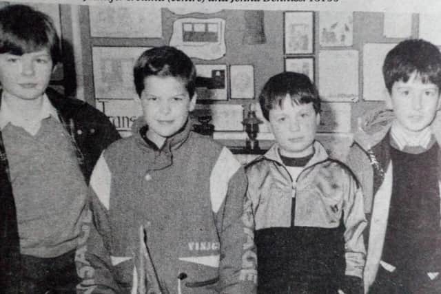 Pictured at the Woodburn Primary School Open Night are Victor, David, Russell and Gary. 1991