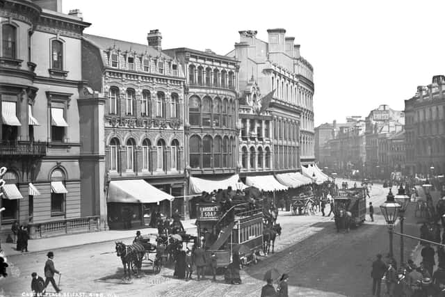 Castle Place, Belfast. Photograph by Robert French from the Lawrence Photograph Collection held by the National Library of Ireland (http://catalogue.nli.ie/). NLI Ref: L_CAB_04198. Picture: National Library of Ireland/Flickr Commons
