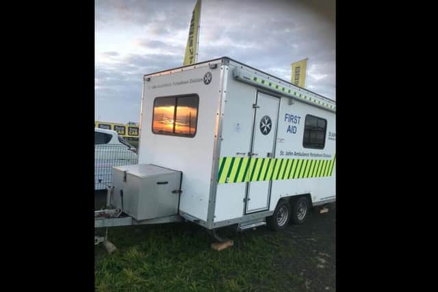 Mobile unit at St John's Ambulance depot in Portadown.