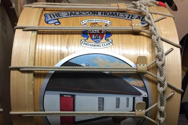 The drum pays tribute to the first Ulster Scot President in the White House, Andrew Jackson.