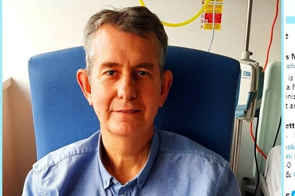 Edwin Poots following his appendix surgery last month