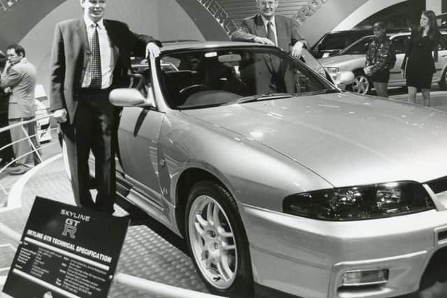 Pictured at the Ulster Motor Show at the King's Hall, Belfast, in 1998 are Brian Hutchinson and Walter Glass of Roadside Lurgan at the Nissan stand at the show. Picture: Portadown Times archives