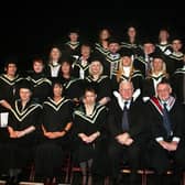 Students who received their UU Diploma HE Counselling, UU Certificate HE Counselling and UU Counselling Skills,  at the North West Regional College annual Graduation ceremony held in The Millennium Forum. Included is Seamus Murphy, college director and Arthur Rainey, governor. (2001T01)