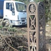 The gate post was unearthed in the Ypres Park area.