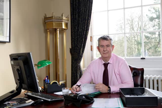 PACEMAKER PRESS BELFAST
18/2/2020
Edwin Poots, Minister for Agriculture, environment and rural affairs, photographed in his office at Stormont Buildings today. 
Photo Laura Davison/Pacemaker Press