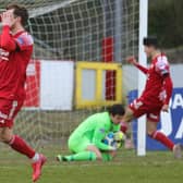 Frustration on Saturday for Sam Warde and his Portadown team-mates against Warrenpoint Town. Pic by Pacemaker.