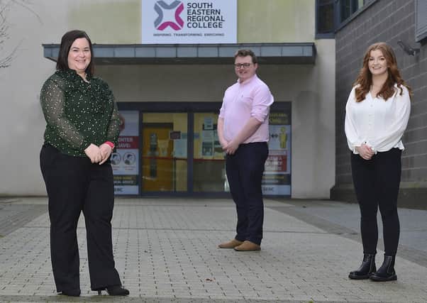 Pictured (L - R) Catherine Shipman, Manager, with Student Engagement Officers Ross Currie and Anna Leahy